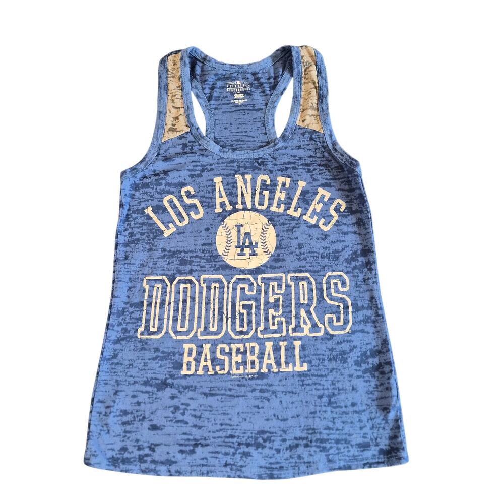LA Dodgers MLB Racerback Burnout Tank Top XS Blue